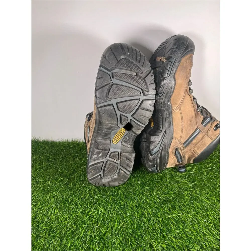 KEEN Waterproof Hiking Boots Mens Size 9 Brown Leather Outdoor Trail Work Shoes